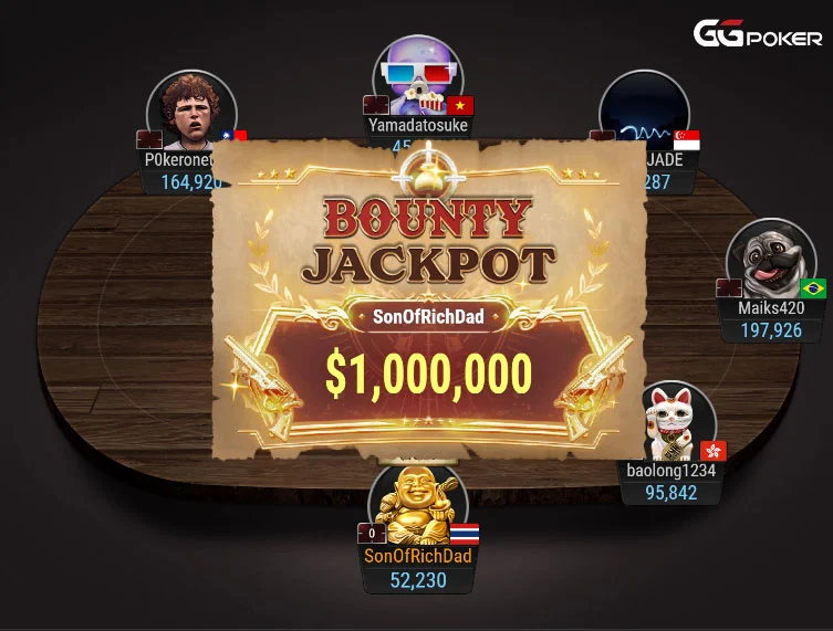 bounty jackpot no Poker de $1 milhão 